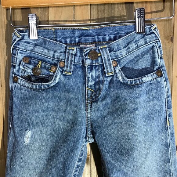 True Religion Girl’s Joey Flare Boot Cut Distressed Denim Jeans Size 6 - Picture 4 of 15